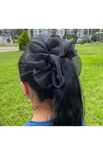 RED FOX KB 1.Calitate neagră organza mare dimensiune scrunchie țesătură covrigi cataramă