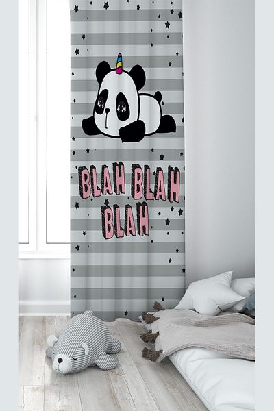 on the clouds Cortina de fundal pentru cameră pentru copii, lavabilă, imprimare digitală cu model panda gri