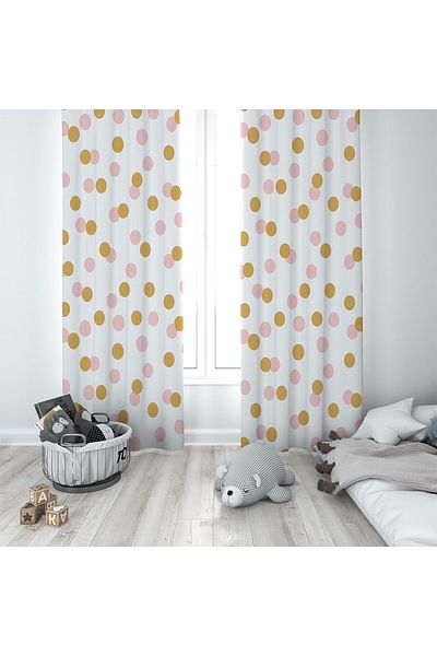 on the clouds White Polka Dot Digital Printing Washable Baby Kids Room Background Curtain
