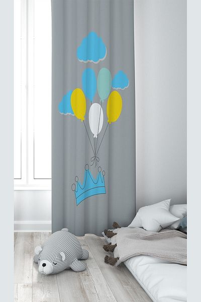 on the clouds Balon gri cu model imprimare digitală, lavabilă, perdea de fundal pentru cameră pentru copii