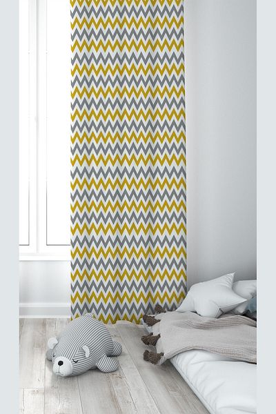 on the clouds Imprimare digitală decorativă cu model în zig-zag, lavabilă, perdea de fundal pentru cameră pentru copii
