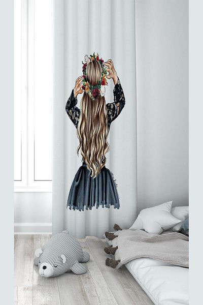 on the clouds ستارة خلفية لغرفة الأطفال الرضع قابلة للغسل بطباعة رقمية من Prensen Wearing a Crown