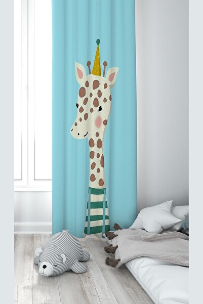 Pelangi Mavi Unicorn Desenli Dijital Baskı Yıkanabilir Bebek Çocuk Odası Fon ...