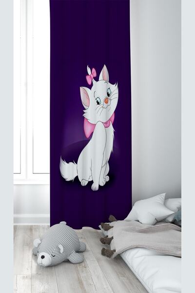 Pelangi Purple Cat Patterned Digital Printing Washable Baby Kids Room Backgro...