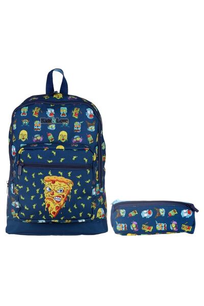 KAUKKO Kids&love Синій Зомбі Піца Шкільний рюкзак і пенал - для хлопчика