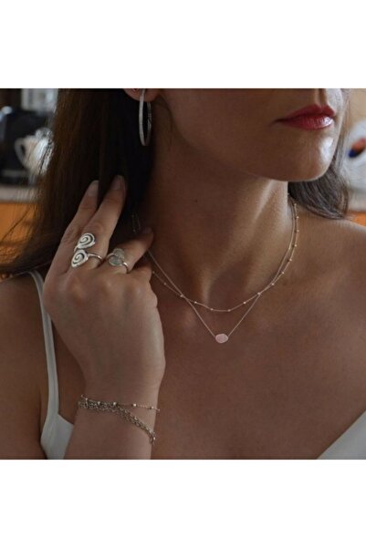 TakıConcept Aslan Burcu Kuvars Doğal Taşlı İkili Kolye