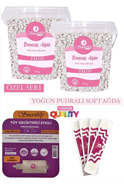 Smoothly Talco Beyaz Inci Soyulabilen Boncuk Ağda, 1 Adet Tüy Losyon, 4 Spatula