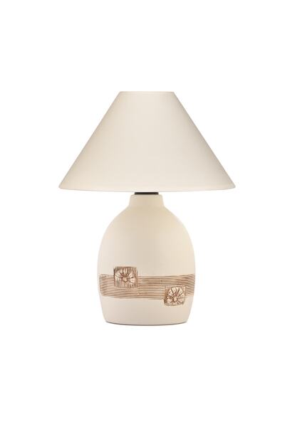 Yalılı Seramik Krem Menekşe Seramik  Abajur