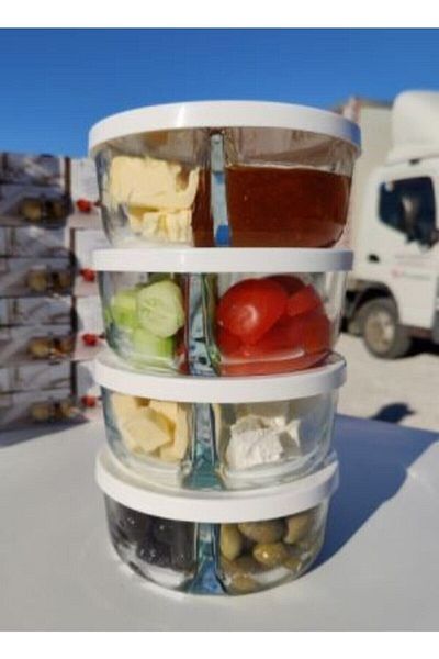 Paşabahçe 530683   Polar Two Compartment Breakfast Glass Storage Container 4 Pieces