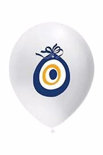 BEST PARTİ DOĞUM GÜNÜ PARTİ SÜSLERİ White Mashallah Balloon with Evil Eye Beads 40 Pieces
