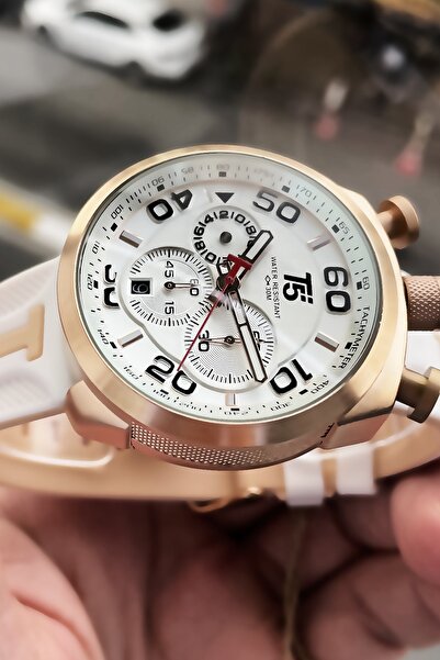 T5 Saat Erkek Kol Saati 3 Atm Su Geçirmez Beyaz Renk Silikon Kordon Bileklik Hediyeli Elg930