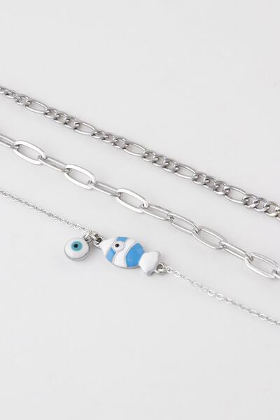 Sortie Aksesuar Balık Ve Nazar Boncuğu 3'lü Kombin Bileklik Seti 022