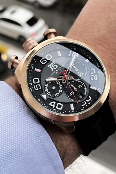 T5 Saat Erkek Kol Saati 3 Atm Su Geçirmez Siyah Renk Silikon Kordon Bileklik Hediyeli Elg932