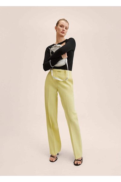MANGO Woman Pantaloni din stofă cu tăietură dreaptă