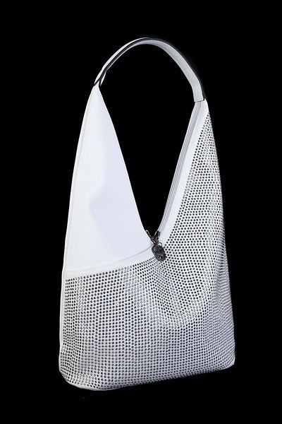 By Hakan Nas Bag-1030 Satin Stone Dámská taška přes rameno Bílá