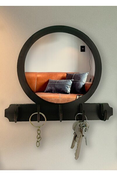 GEEG Dekoratif Yuvarlak Aynalı Pleksi Anahtarlık Askısı Organizer Anahtar Düz...