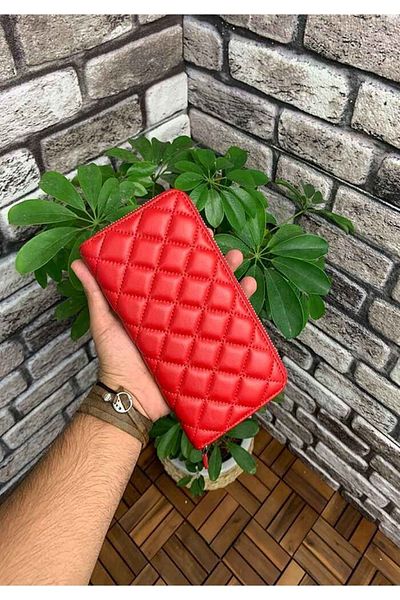 GUARD Red Capitone Horizontal Genuine Leather Women's Wallet P2243