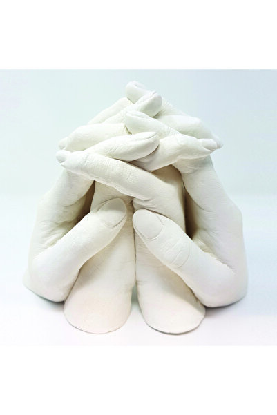 GIFTEE Anne Baba Ve Çocuk Özel El Ele Heykel Kalıbı Seti Ten Rengi Boyalı