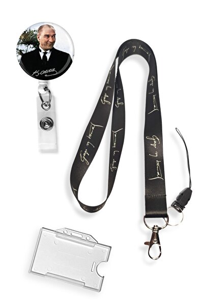 StormiStoretr Gazi Atatürk 3 Lü Set Boyun Ipi Yoyo Yaka Kartlığı Telefon Askısı