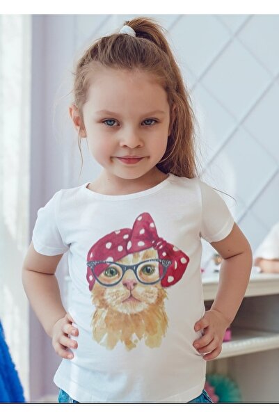 YAPO TİCARET mačka Štampano Bela majica