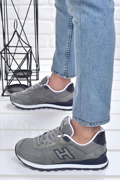 Hammer Jack Gray - 102 19250 M Peru Nubuck Leather Men's Sports Shoes