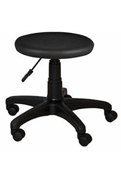 SERS MOBİLYA Ofis Büro Döner Tekerlekli Çalışma Kasiyer Hekim Ayarlı Tabure Sandalyesi Siyah