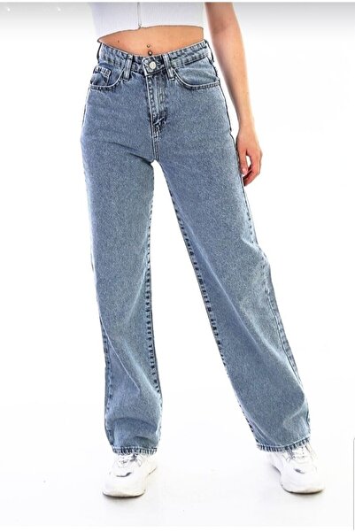 SANTA BELLA Noć Tamnoplavi Sneg Oprani Labavi Palazzo Široki Džins Power Likr...