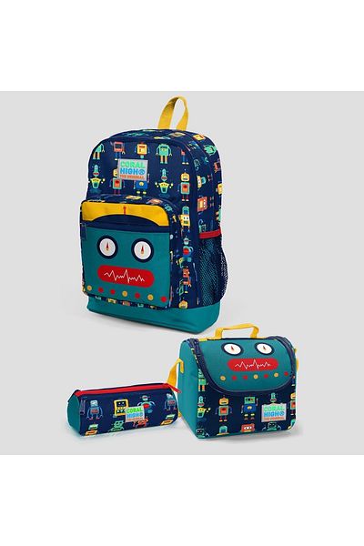 Coral High Rucsac robot cu patru compartimente, cutie termică pentru prânz și geantă pentru stilouri, set de 3