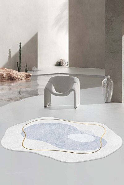 Decomia Home سجادة مطبخ لغرفة المعيشة باللون الأزرق الفاتح مطبوعة رقمية وغير قابلة للانزلاق وقابلة للغسل - Runner-d4012