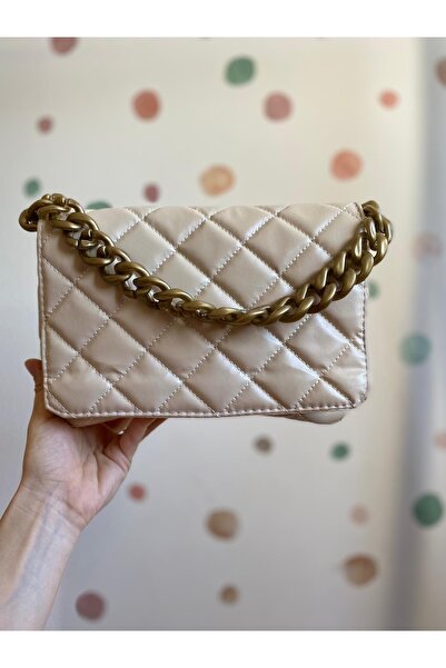 BEG Kadın Kapitone Krem Kol Ve Omuz Cantası