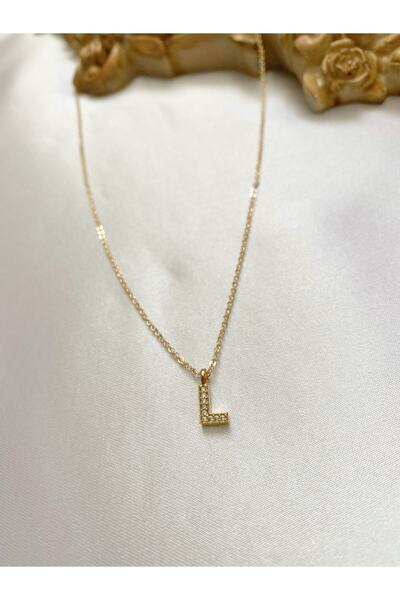 SWORDS CONCEPT Zirkon Taşlı Minimal Gold L Harfli Kolye