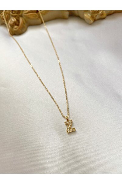 Zirkon Taşlı Minimal Gold Z Harfli Kolye