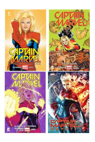 Çizgi Düşler Captain Marvel Çizgi Roman 4 Cilt Set ( 1-2-3 Ve Hayatı )