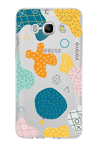 PrintiFy Samsung Galaxy J5 2016 Kapak Geometrik Şekiller Tasarımlı Şeffaf Sil...
