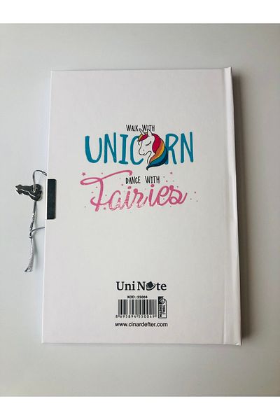 ÇINAR DEFTER Thick Glitter Cover Locked Diary & Memory Book Unicorn