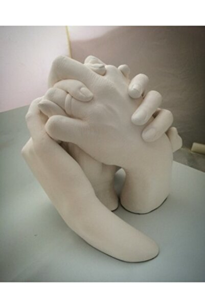 GIFTEE Anne Baba Ve Bebek Özel El Ele Heykel Kalıbı Seti Ten Rengi Akrilik Boyalı