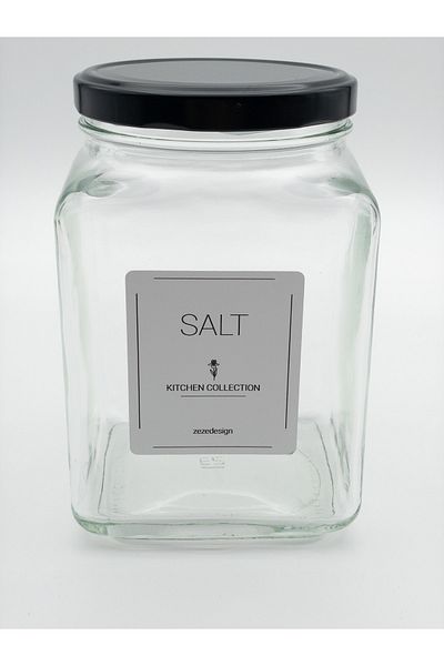 zezedesing Decorative Glass Jar 1.6lt Black Lid (baby Food)