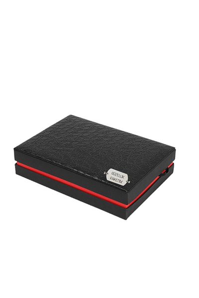 Pierre Cardin 100% Genuine Leather 289 Model Patent Leather Wallet Belt Set - Emblem Slippers