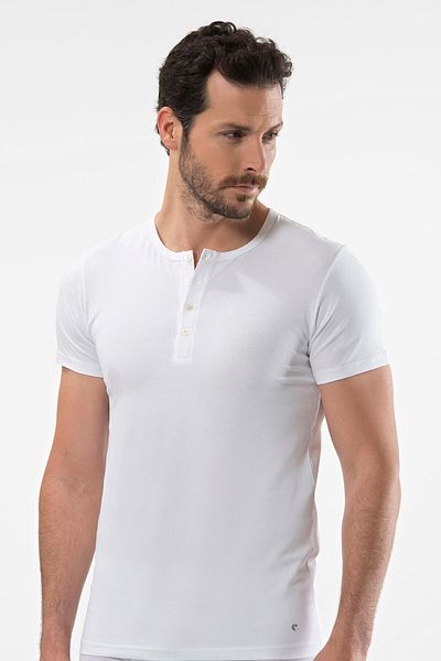 Cacharel Men's Buttoned Short Sleeve 95% Cotton 5% Elastane T-shirt