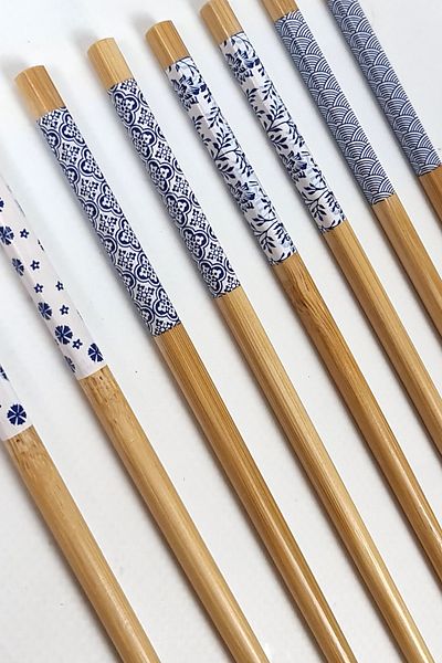 Binbirreyon Bamboo Chopstick Chopstick Set Patterned Handle 8 Pieces 24cm Ra114