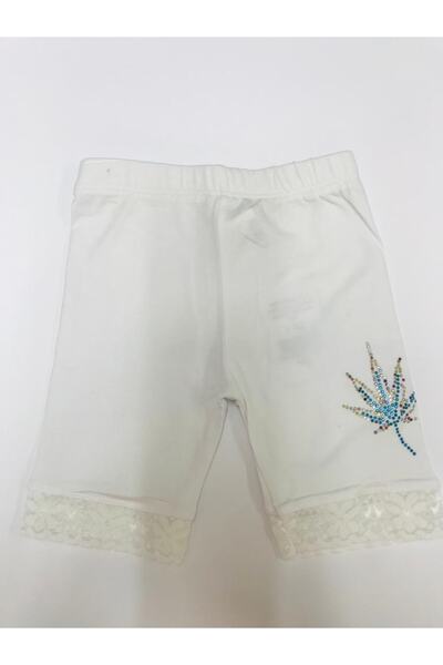 Baby Slon Kids Clup Tüllü Likralı Beyaz Kız Çocuk Tayt Şort