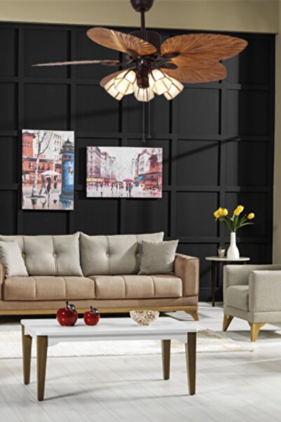 FANCİUM Aydınlatmalı 5 Kanatlı Kahverengi Tavan Vantilatörü