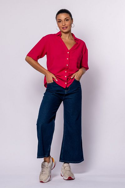 Grenj Fashion Pantaloni albaștri scurti evazați