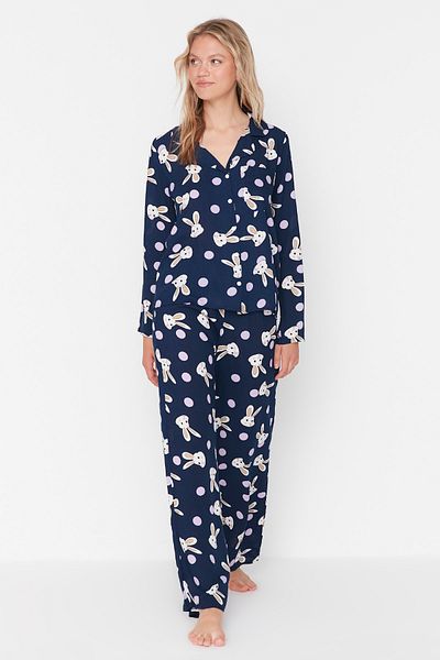 Trendyol Collection Pyjama - Dunkelblau - Mit Slogan