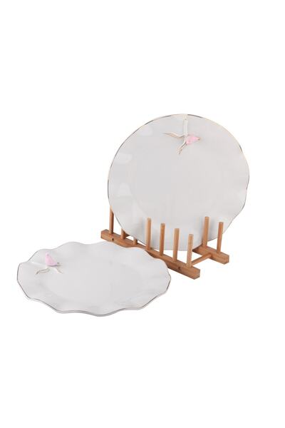Kokosh Home 30cm Kuşlu Sunum Tabağı - Pembe
