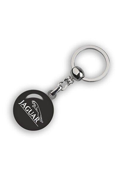 Modül Breloc rotund cu imprimeu cu picătură cu logo-ul Jaguar. Culoare negru-...