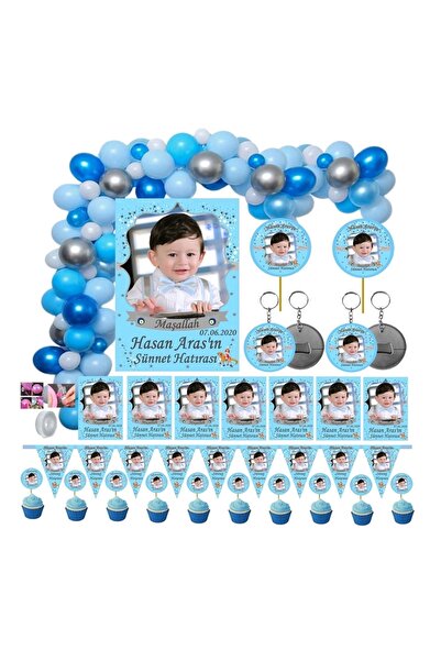 Elara Tasarım Sünnet Düğünü Parti Seti Kişiye Özel Hediye Seti Afiş Magnet Fl...