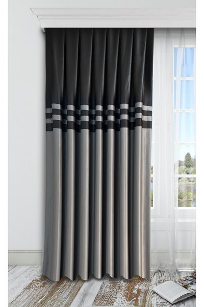 Nebumu Roma Ters Bordürlü Pileli Fon Perde