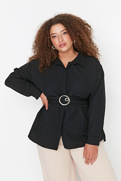 Trendyol Curve Plus Size Shirt - Black - Regular fit