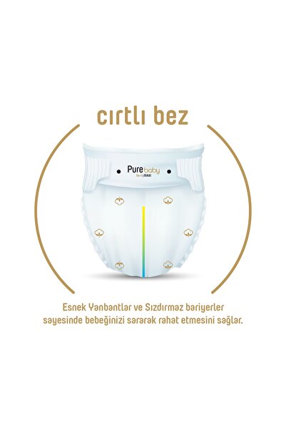 Pure Baby Organik Pamuklu Cırtlı Bez 3'lü Paket 6 Numara Xlarge 96 Adet